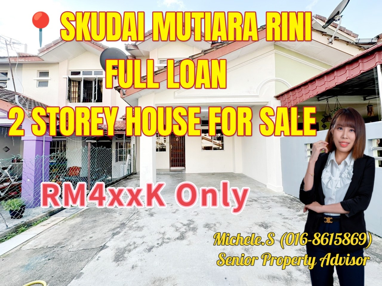 Skudai Mutiara Rini Full Loan 2 Storey House For Sale for Sale