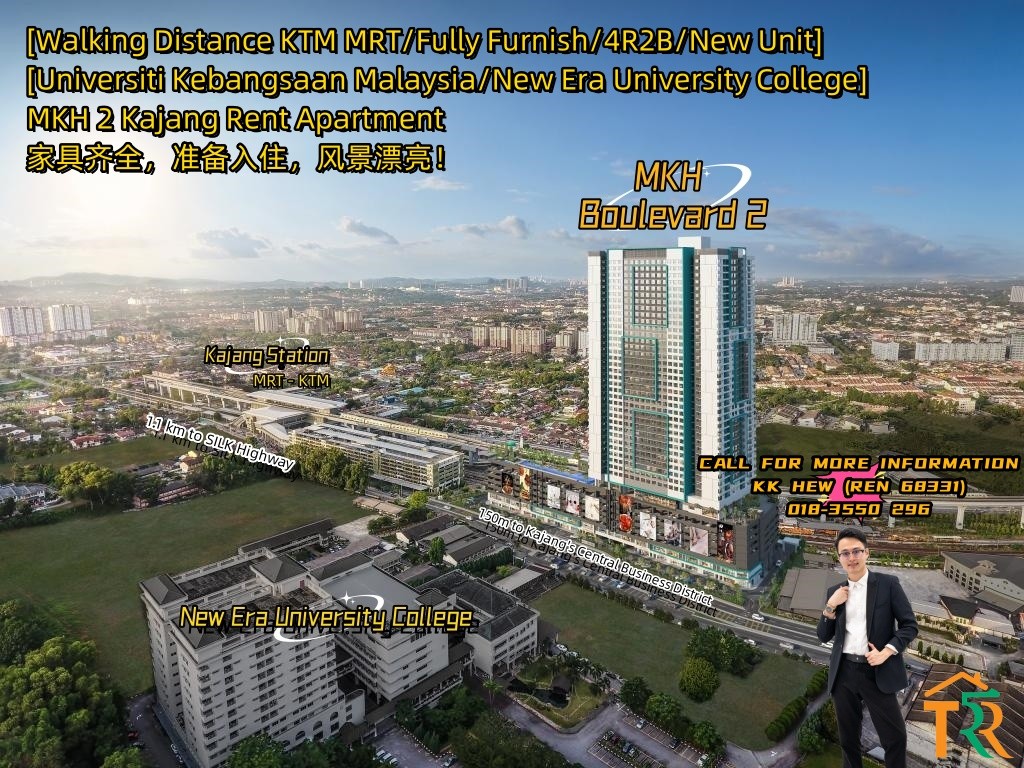 MKH Boulevard 2 Kajang Rent Apartment [Near Mrt/Fully Furnish/4R2B/UKM/NEW ERA University]