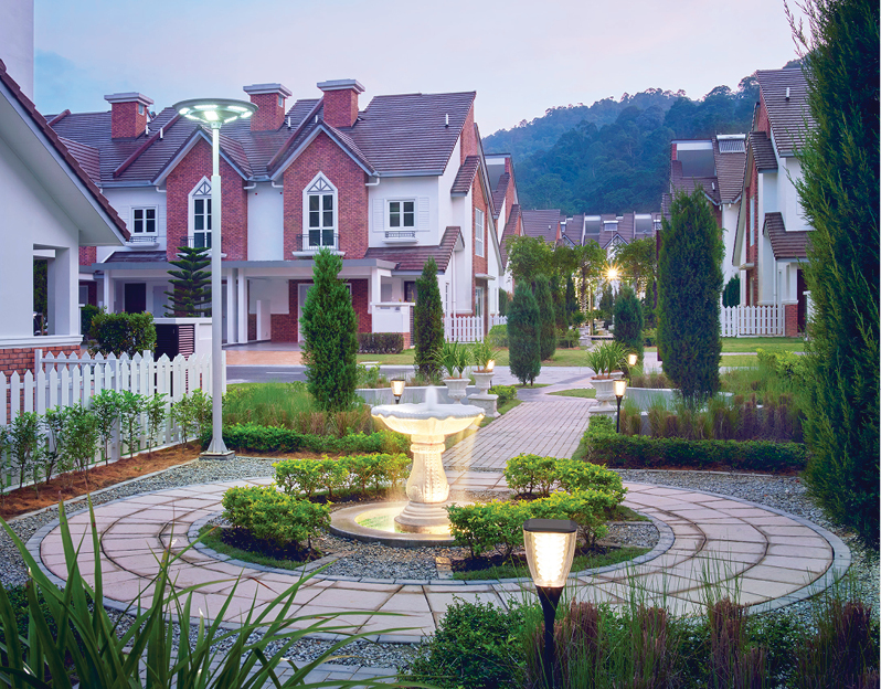 The cottage garden concept is complemented by pocket gardens.