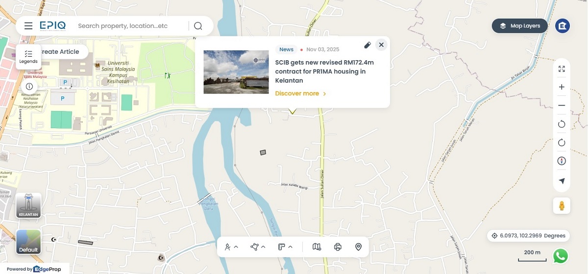 Location of the PR1MA homes at Kota Bharu, Kelantan (Source: EPIQ)