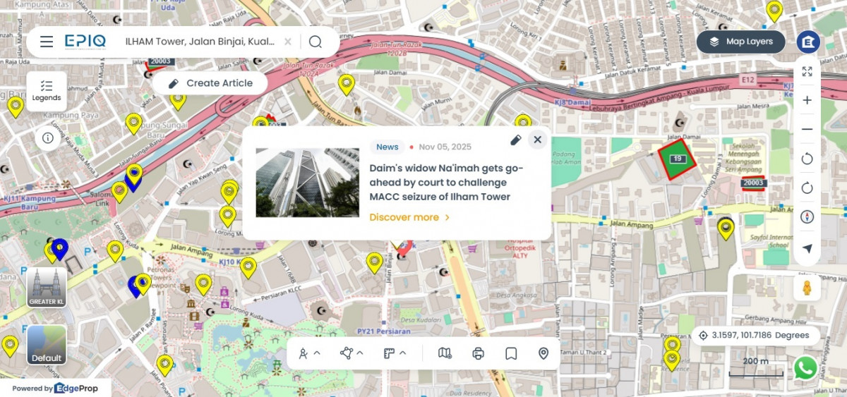 Ilham Tower, at the centre of the case, is a 58-storey iconic building in Kuala Lumpur city centre and owned by the late former finance minister Tun Daim Zainuddin’s family with his wife Toh Puan Na’imah Abdul Khalid.