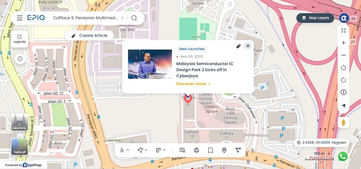 Location of the Malaysia Semiconductor IC Design Park 2 (Source: EPIQ)
