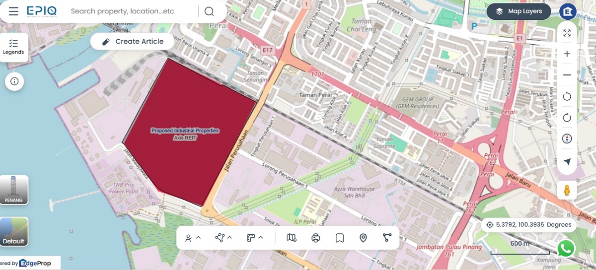 Land has an industrial facility built on-site. (Source: EPIQ)