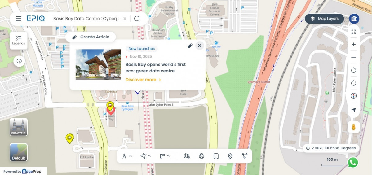 Location of Basis Bay’s purpose-built Eco-Green Premium Data Centre in Cyberjaya DC2 (Source: EPIQ)