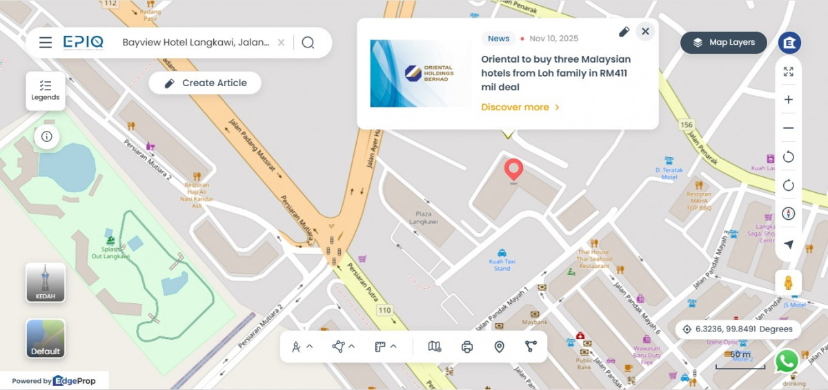 Location of Bayview Hotel Langkawi (Source: EPIQ)