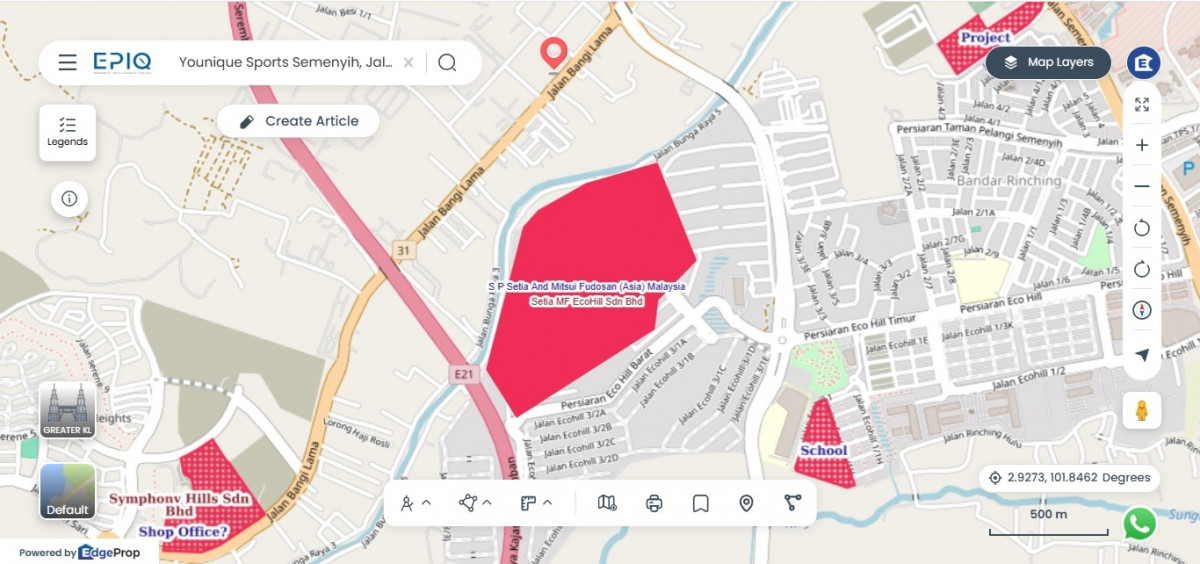Location of the joint-venture development with Mitsui Fudosan (Asia) Malaysia Sdn Bhd. (Source: EPIQ)