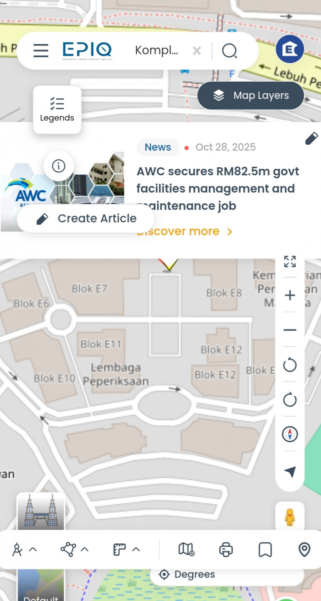 EPIQ shows the site in Persiaran Sultan Salahuddin Abdul Aziz Shah, Putrajaya