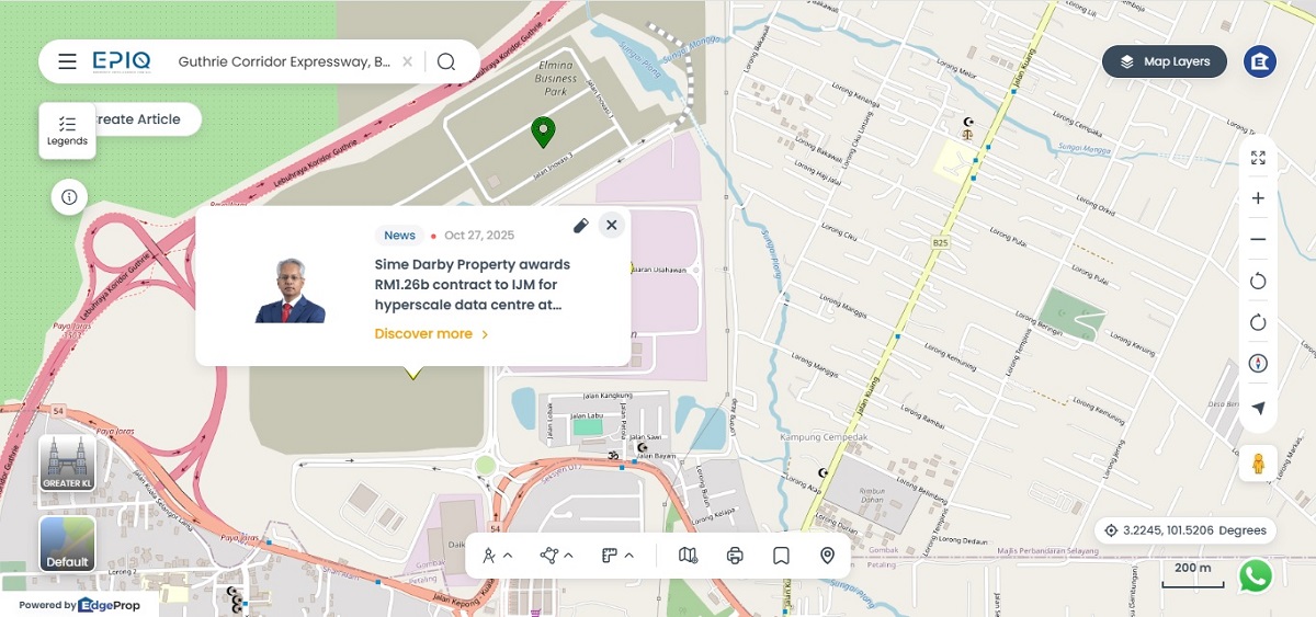 The estimated location of the hyperscale data centre (Source: EPIQ)