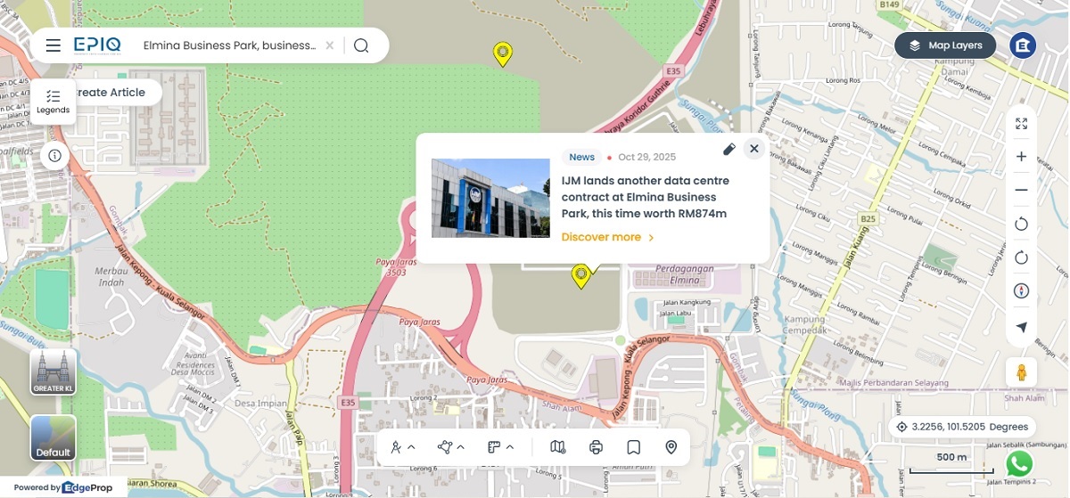 The estimated location of the hyperscale data centre (Source: EPIQ)