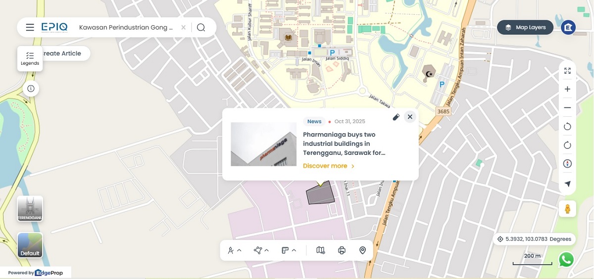 Location of the industry building in Terengganu. (Source: EPIQ)