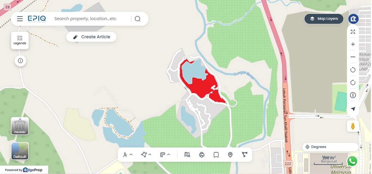 The location (in red) of the rebranded Mangala Estate Kuantan. (Source:EPIQ)