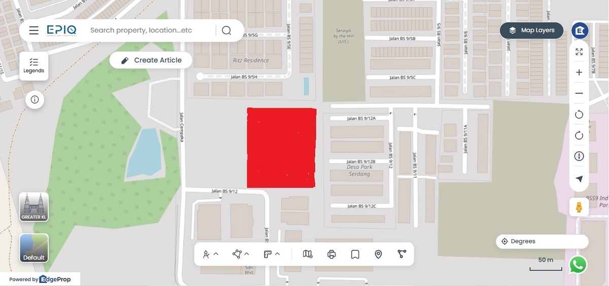 Location of Alamanda Heights Residence (in red) (Source: EPIQ)
