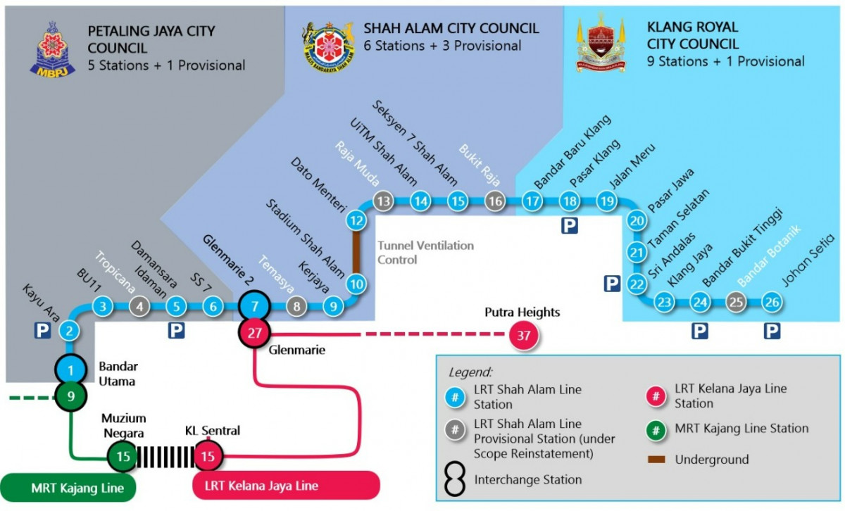 The LRT3 Shah Alam Line (Source: Setia Utama LRT 3 Sdn Bhd)