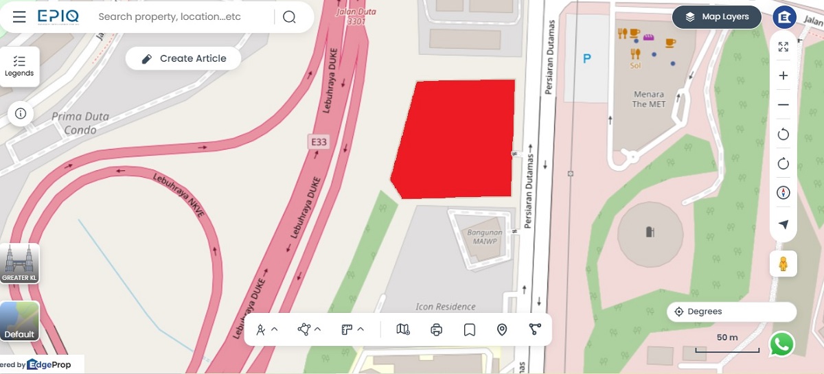 Location (in red) of Wolo Mont Kiara KL (Source: EPIQ)
