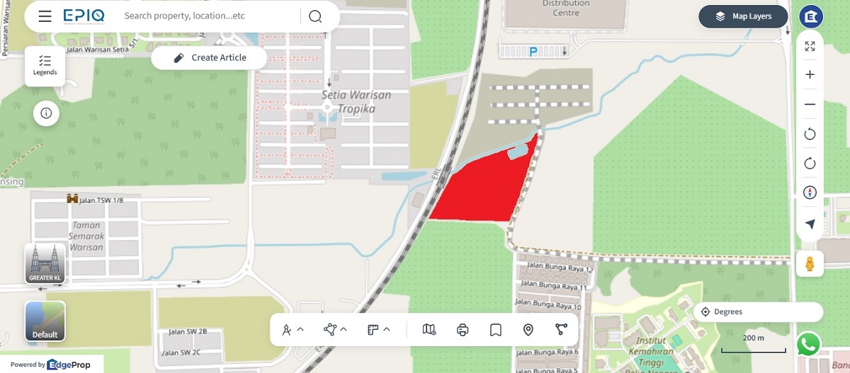Location (in red) of the Erica double storey terrace homes (source: EPIQ)