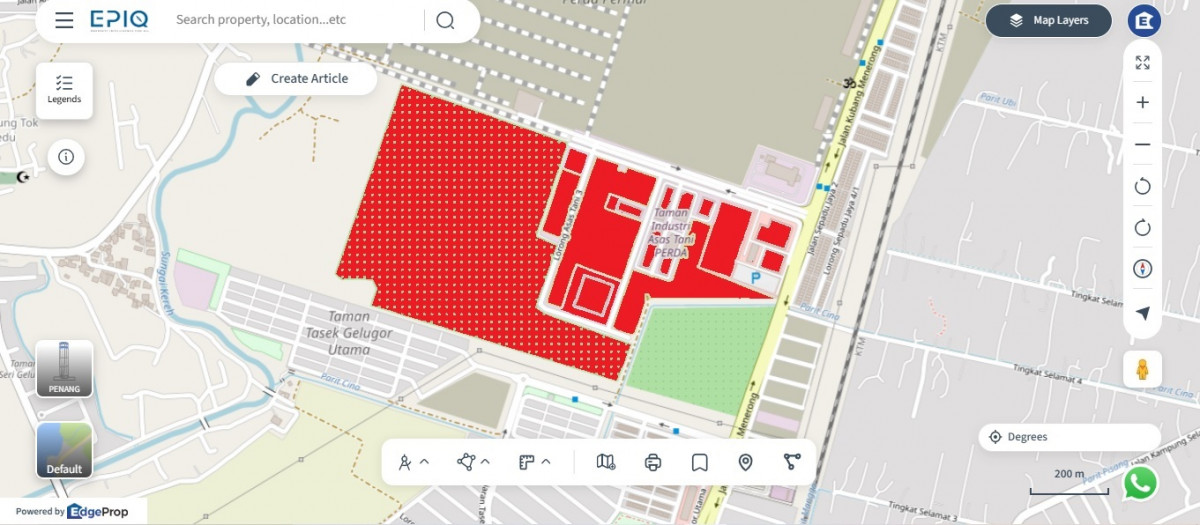Perda Halal Park is part of the Perda Food Park (in red) (source: EPIQ)