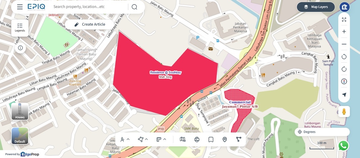 Location (in red) of Residence@Southbay (source: EPIQ)