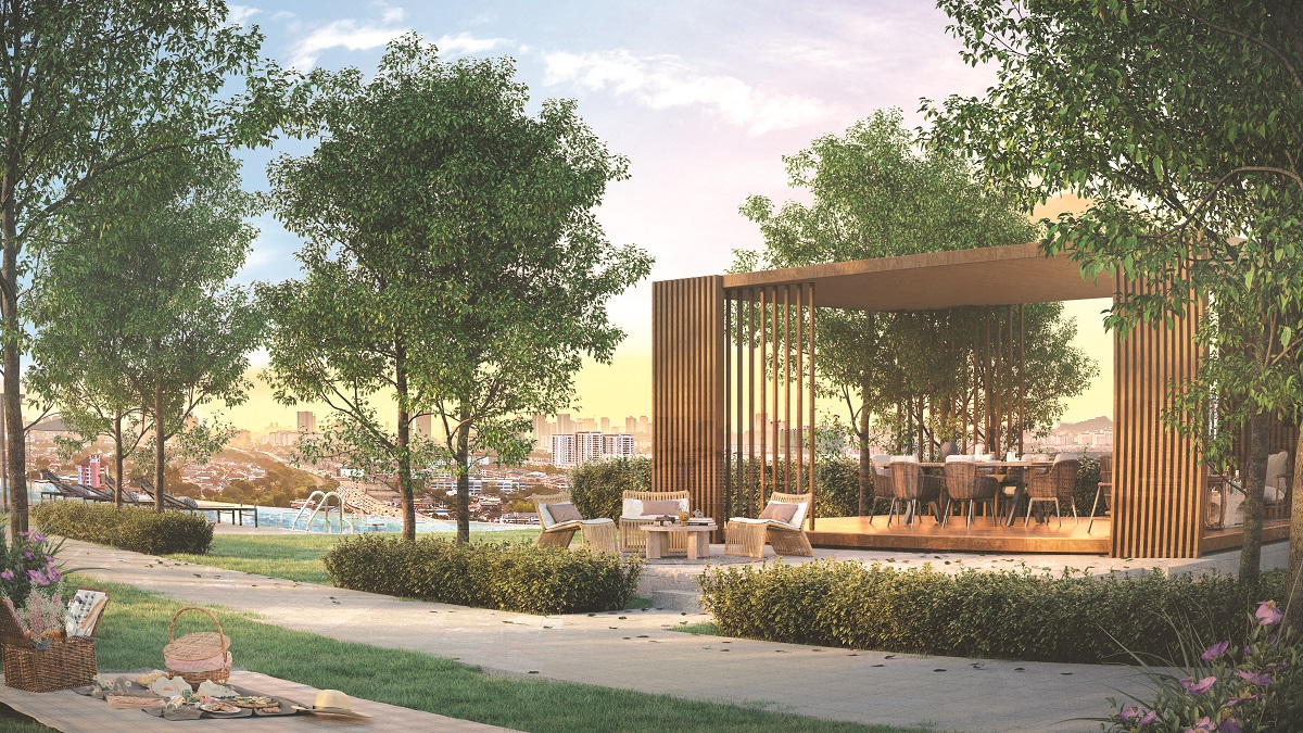 Radium Arena along Old Klang Road features lifestyle-focused communal spaces, including a garden pavilion designed for residents to relax and gather.