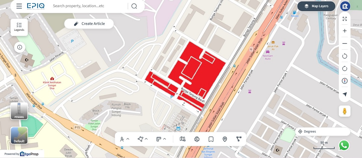The location (in red) of the Sungai Nibong Festival Site (source: EPIQ)