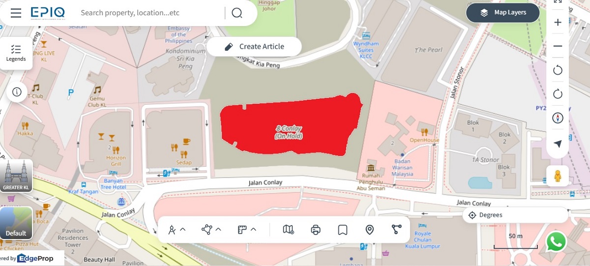 Location (in red) of 8 Conlay. (source: EPIQ)