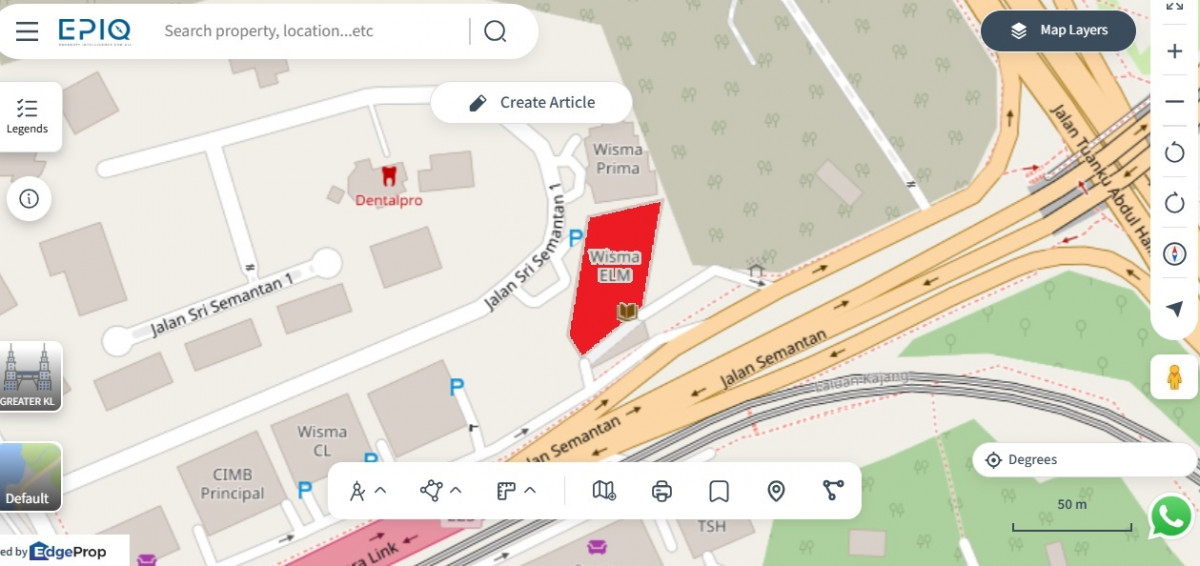 Location (in red) of Wisma ELM (source: EPIQ)