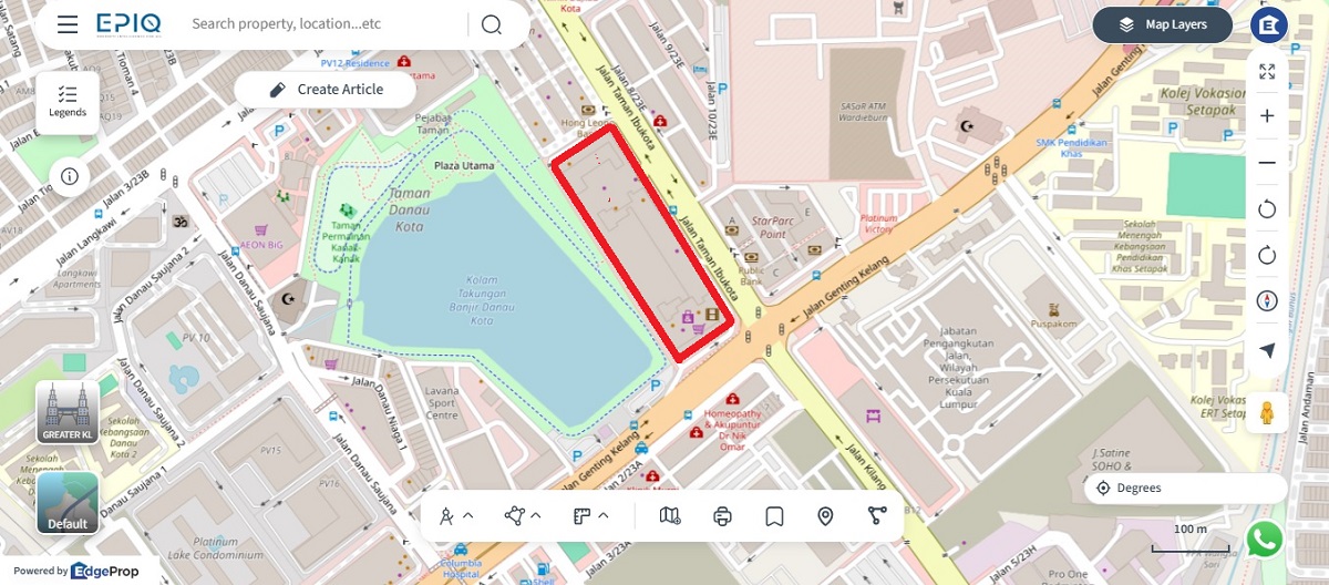 Location (in red border) of Setapak Central Mall (source: EPIQ)