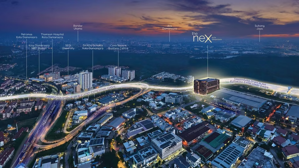 An artist's impression illustrating the location and surrounding connectivity of The NeX in Kota Damansara. (The Nex website)