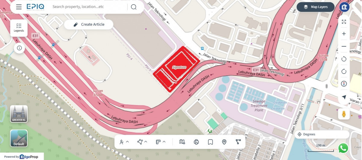 Location (in red) of The NeX (source: EPIQ)