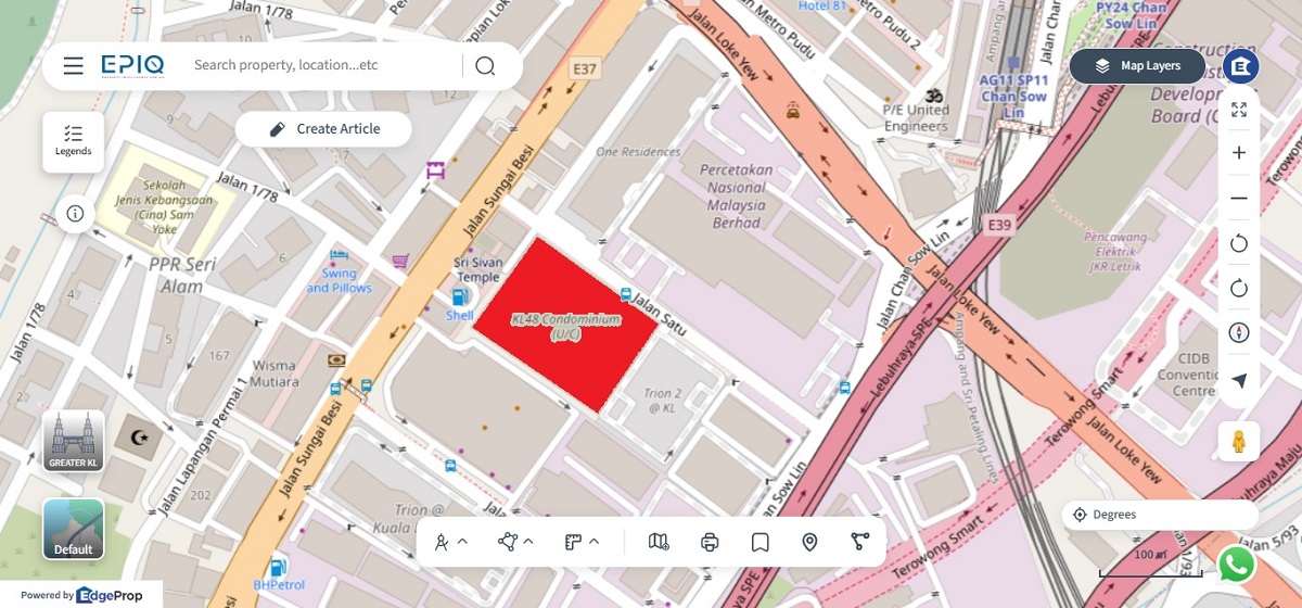 Location (in red) of KL48 in Sungai Besi. (source: EPIQ)