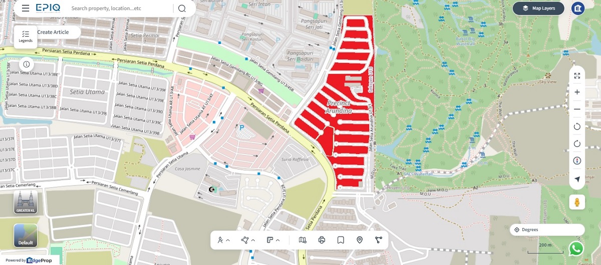 Precinct Arundina (in red) is located within Setia Eco Park in Selangor (source: EPIQ)