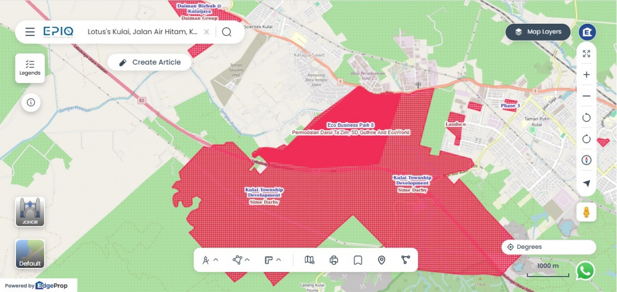 Location (in solid red) of EBP 8 in Kulai, Johor (source: EPIQ)