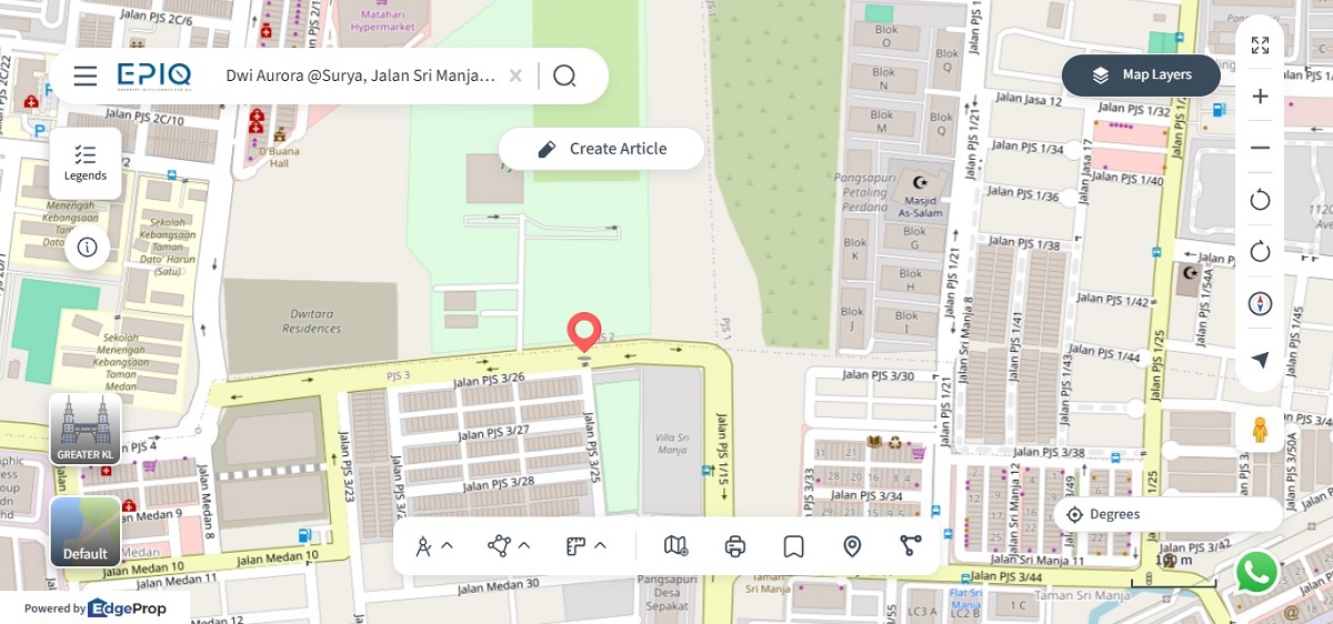 Dwi Aurora is located just next to Dwitara Residences (source: EPIQ)