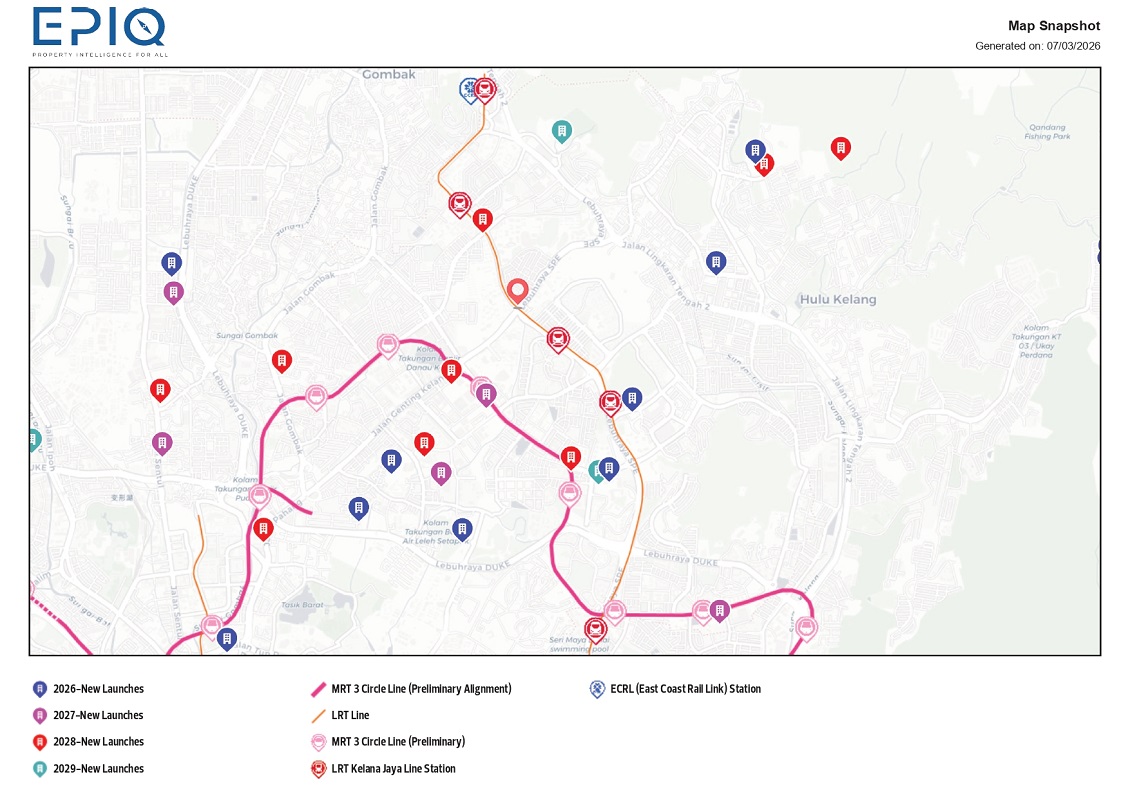 EPIQ shows proposed and under-construction projects from 2025 to 2029 in Setapak.