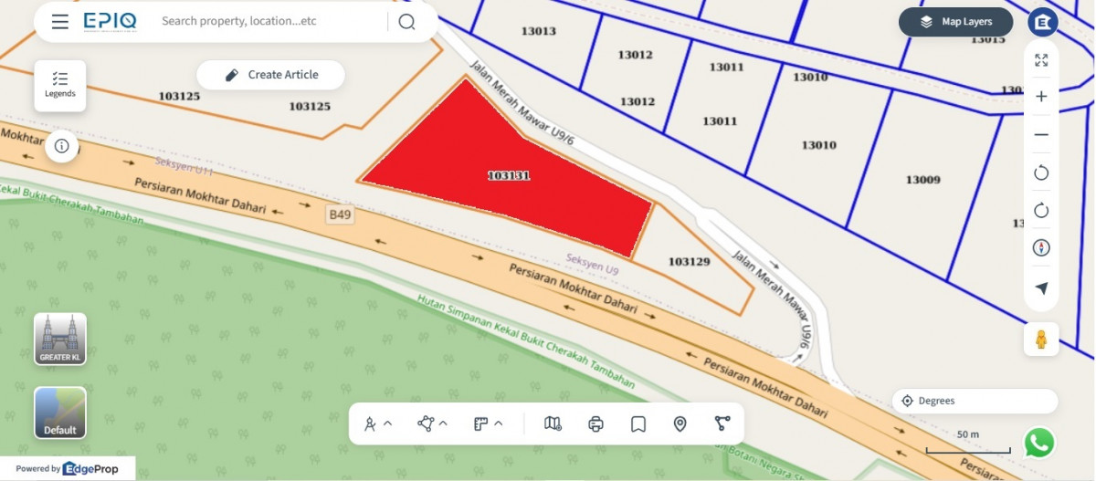 Location (in red) of Residensi Akasia within the Kyra development by OCR (source: EPIQ)