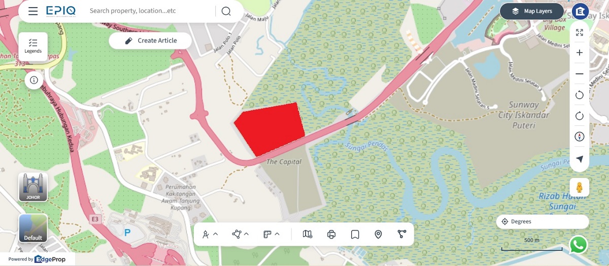Location (in red) of the 103° free commercial zone in Johor (source: EPIQ)