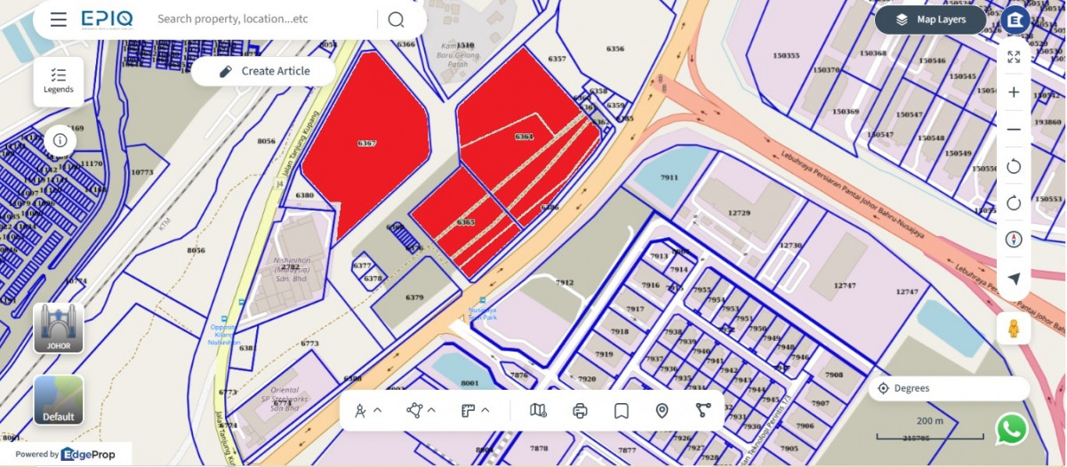 The location (in red) of GSP Automotive Group’s 47-acre “AutoPark” in Iskandar Puteri, Johor (source: EPIQ)