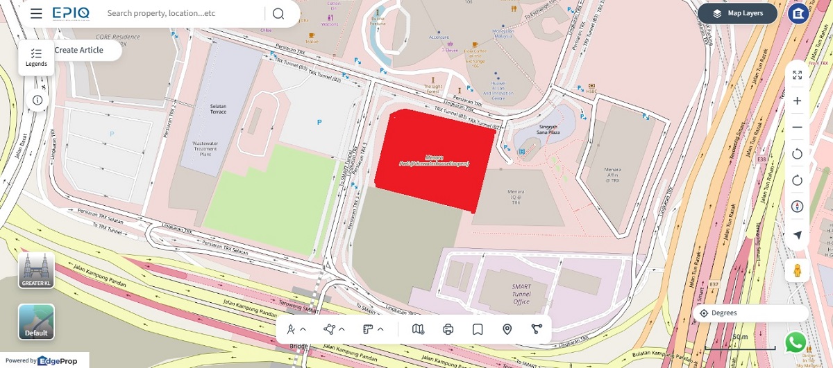 Menara Ethos (in red) will house PwC Malaysia's new headquarters upon completion. (source: EPIQ)