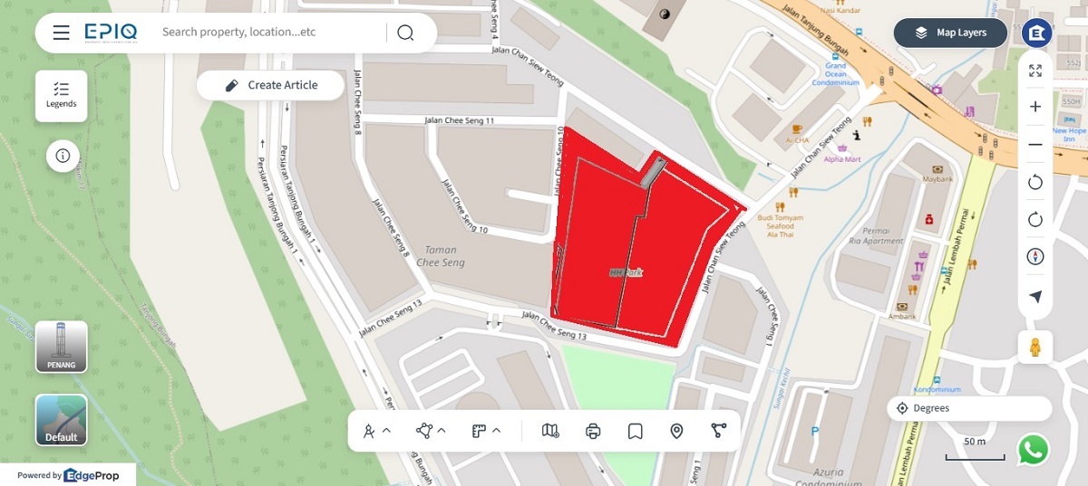 A proposed mixed development on two freehold parcels — Lot 2601 and Lot 3603 — in Bandar Tanjong Bungah, Penang. (source: EPIQ)