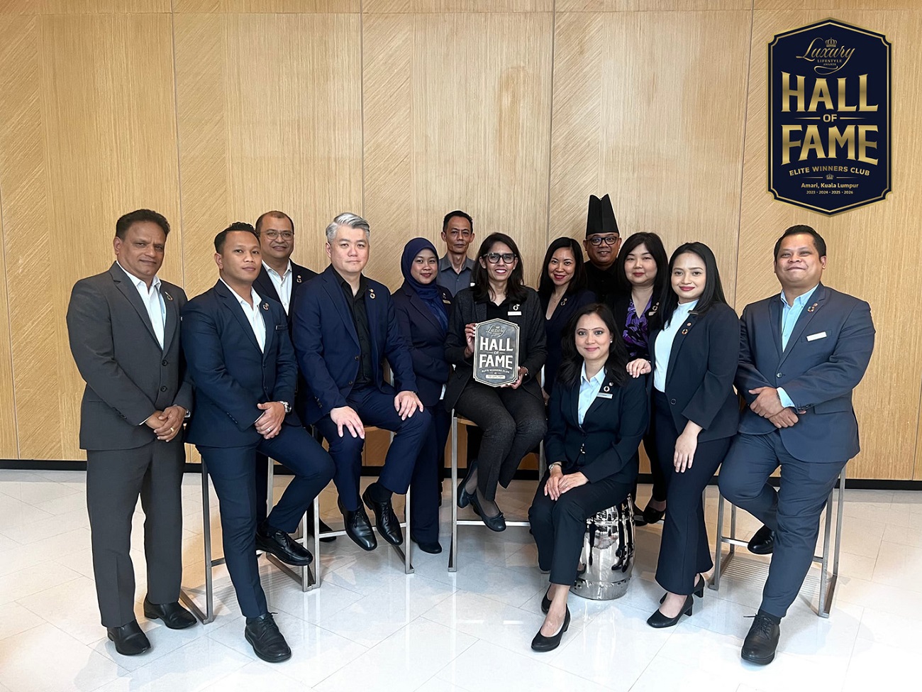 (From left) Purchasing manager Ragavan Palanimalai, front office manager Muhammad Fadhli, chief engineer En. Noorazmir, Chief Engineer; director of finance Dennis Hoong, housekeeping manager Masita Salleh, chief steward Kamaruddin Saad, general manager Susan Anthony, director marketing communications Phyllis Vivian Hill, executive chef Zulkifli Asyul, associate director, learning & development and quality Logini Annamalai, director of sales Pamela Yew, senior assistant to GM Siti Sarah, and rooms division manager Mohamad Fitri Ambros (Photo by Amari Kuala Lumpur)