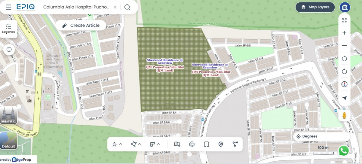 Ridge View @ Puchong is located in proximity with Sherwood Residence (Source: EPIQ)