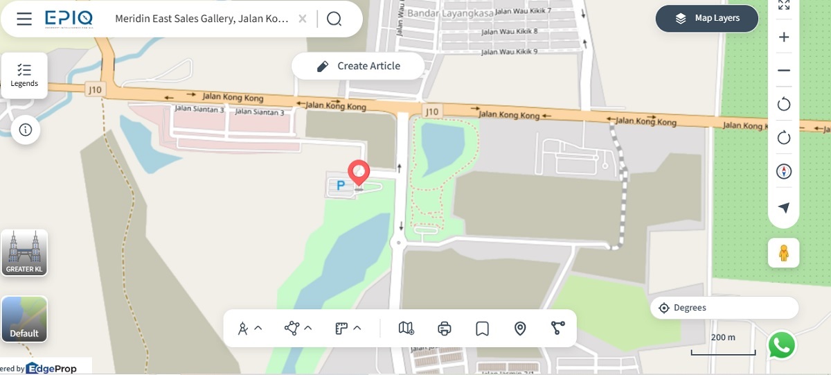 Meridin East sales gallery along Jalan Kong Kong (source: EPIQ)