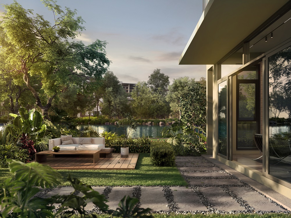 A private garden area overlooking the main waterways.