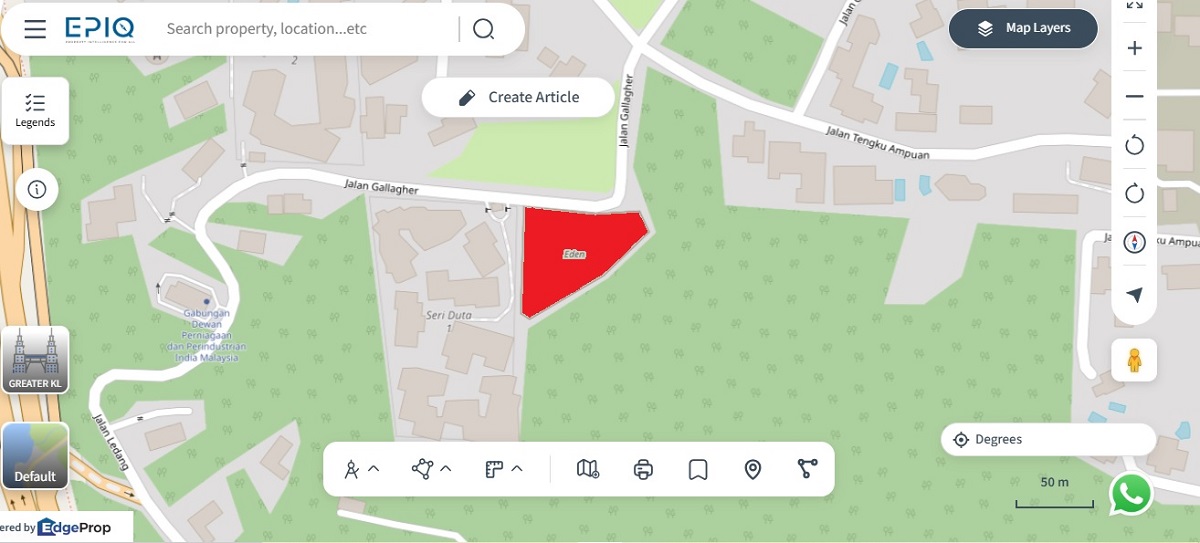 Location (in red) of Eden Taman Duta (source: EPIQ)