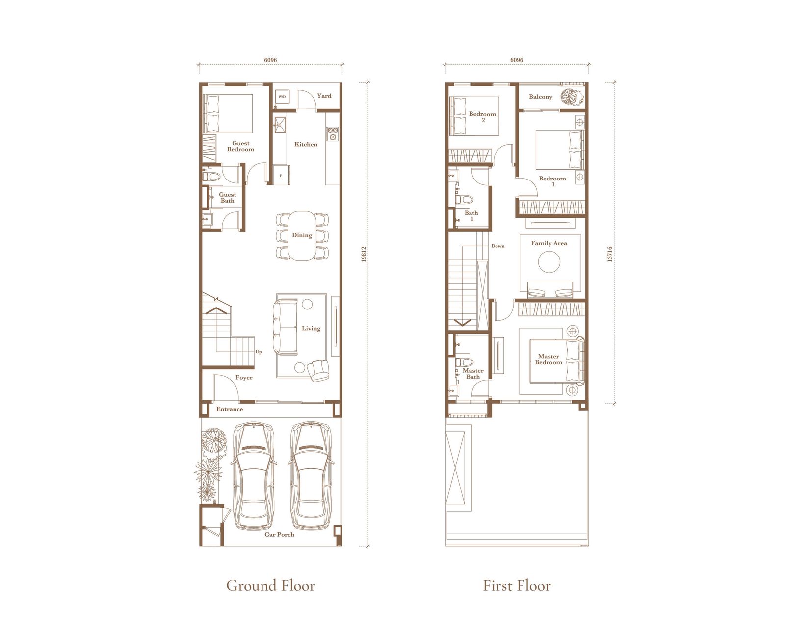 Phase 1 Type 2 (Cul-de-sac Intermediate Unit) . 2,100 sq ft . 4 Bedrooms + 3 Bathrooms
