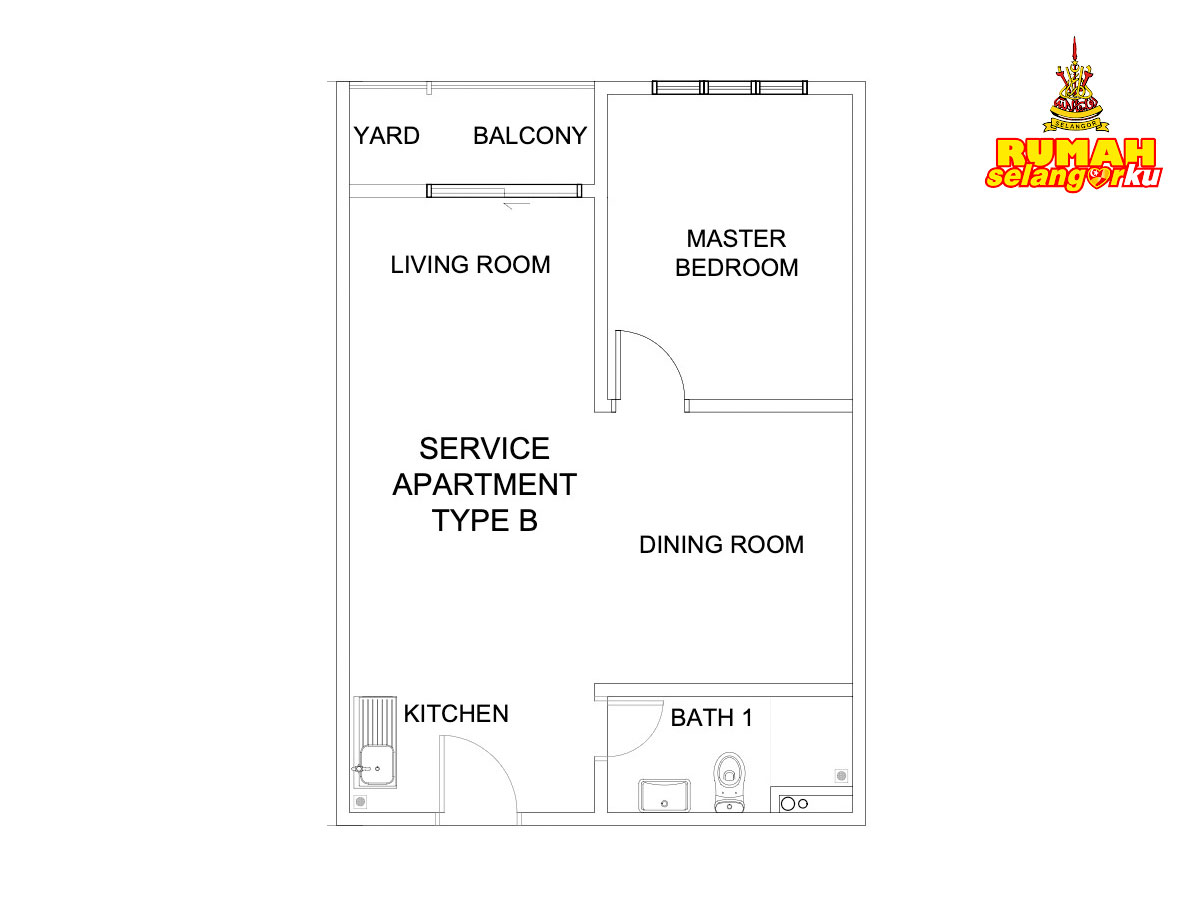 Type B . 550 sq ft . 1 bedroom + 1 bathroom
