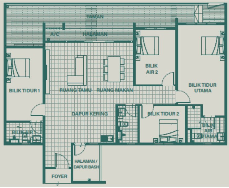 Type B1 . 1,656 sq ft . 4 Bedrooms + 3 Bathrooms