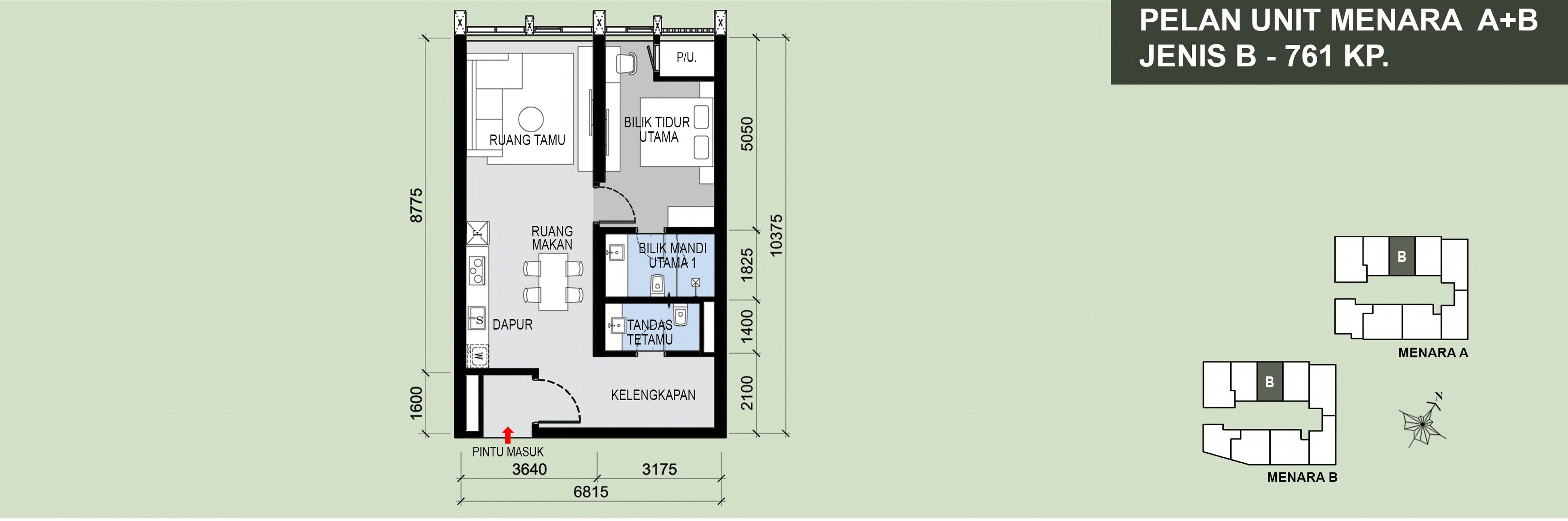 Type B . 761 sq ft