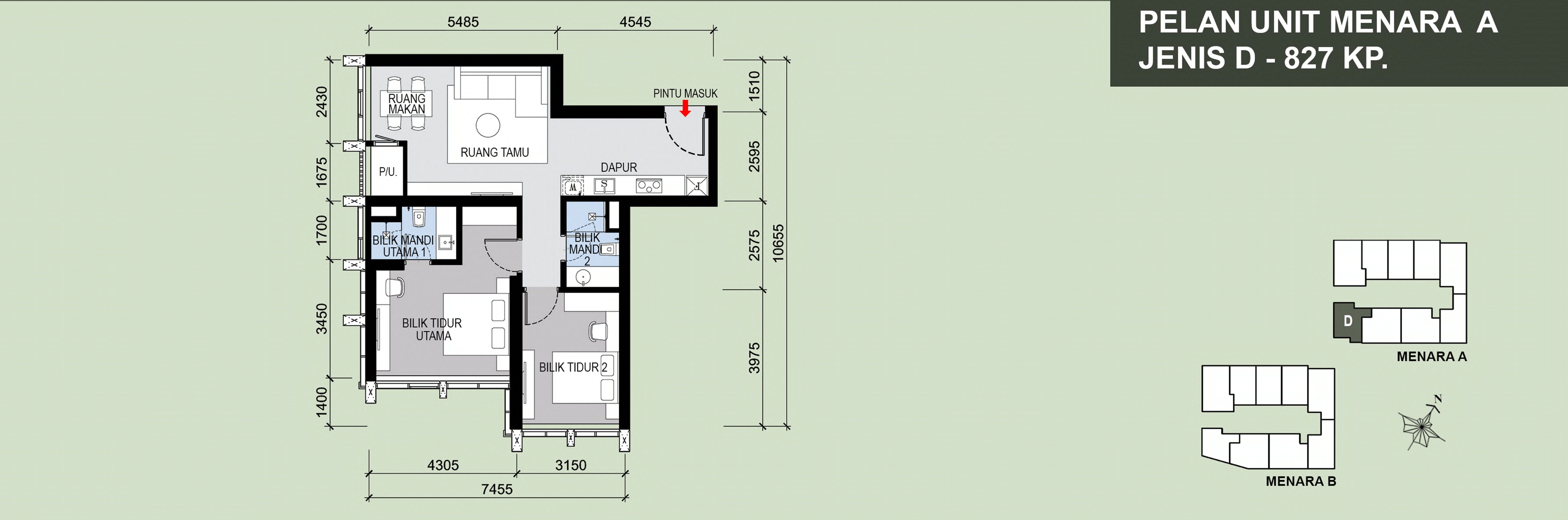 Type D . 827 sq ft