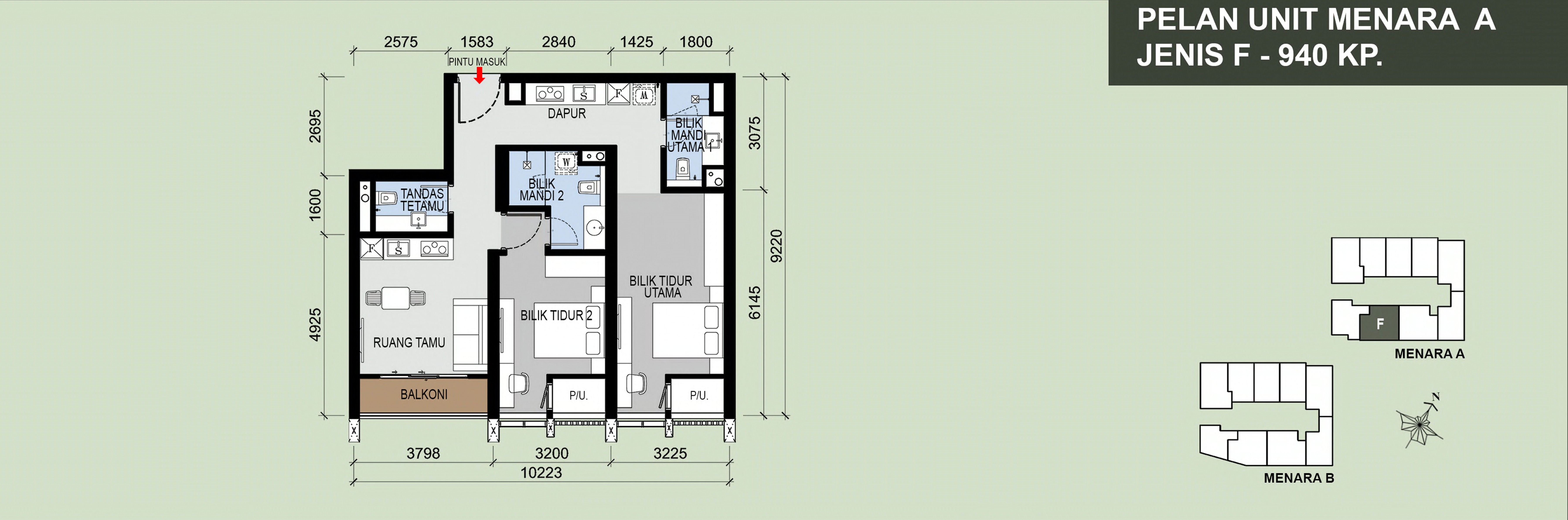 Type F . 940 sq ft
