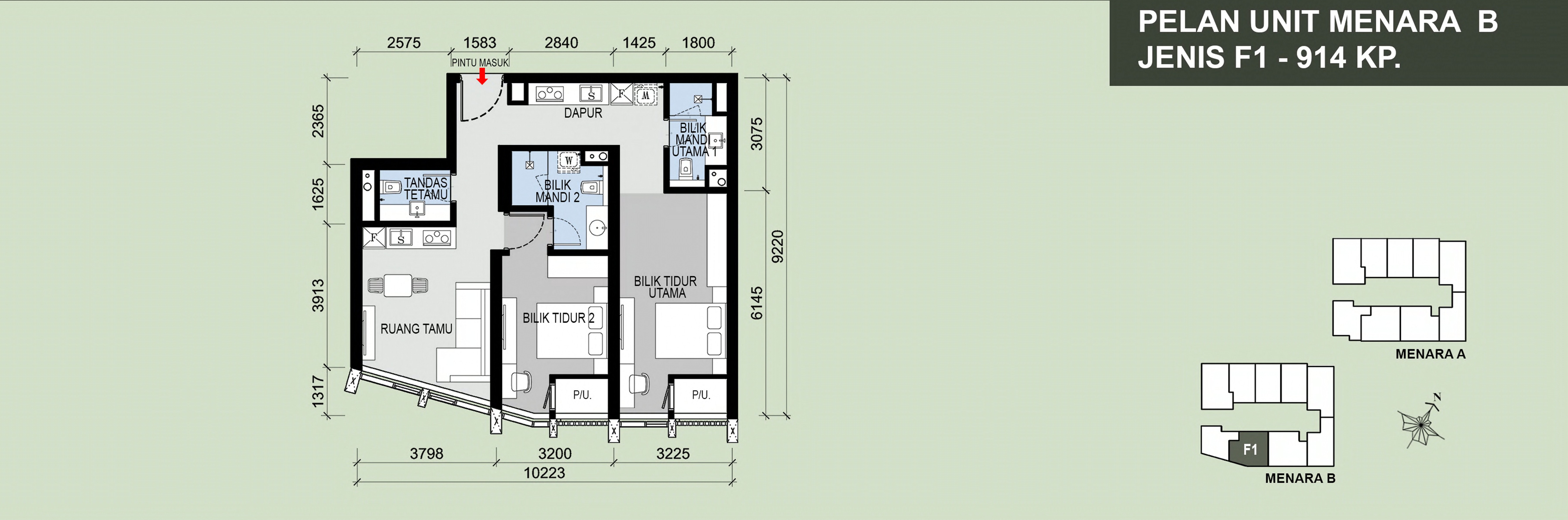 Type F1 . 914 sq ft
